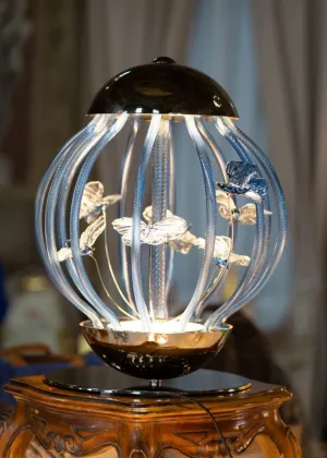 Cage Blue Butterflies Lamp Murano Glass | Italian table lamp