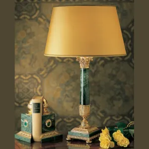Cast Bronze And Marble Traditional Column Lamp
