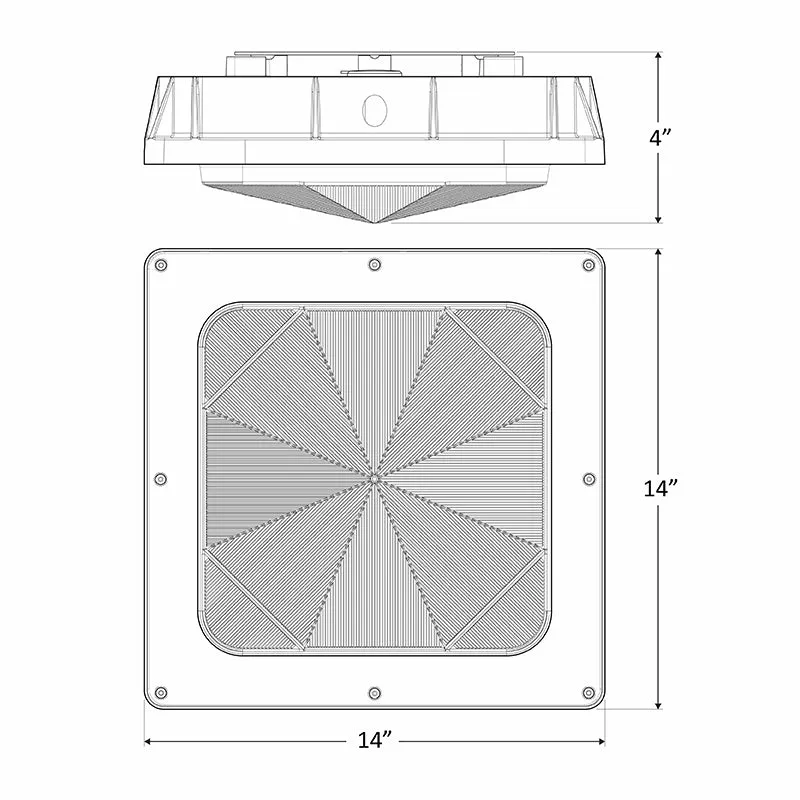 CDLX LED Power Adjustable Low Profile Canopy Light, 30/40/60/80Watt Selectable, 9650 Lumens, 120-277V, 3000k, 4000K, or 5000K