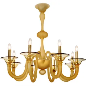 Classic Amber Satin Glass Chandelier By Venini