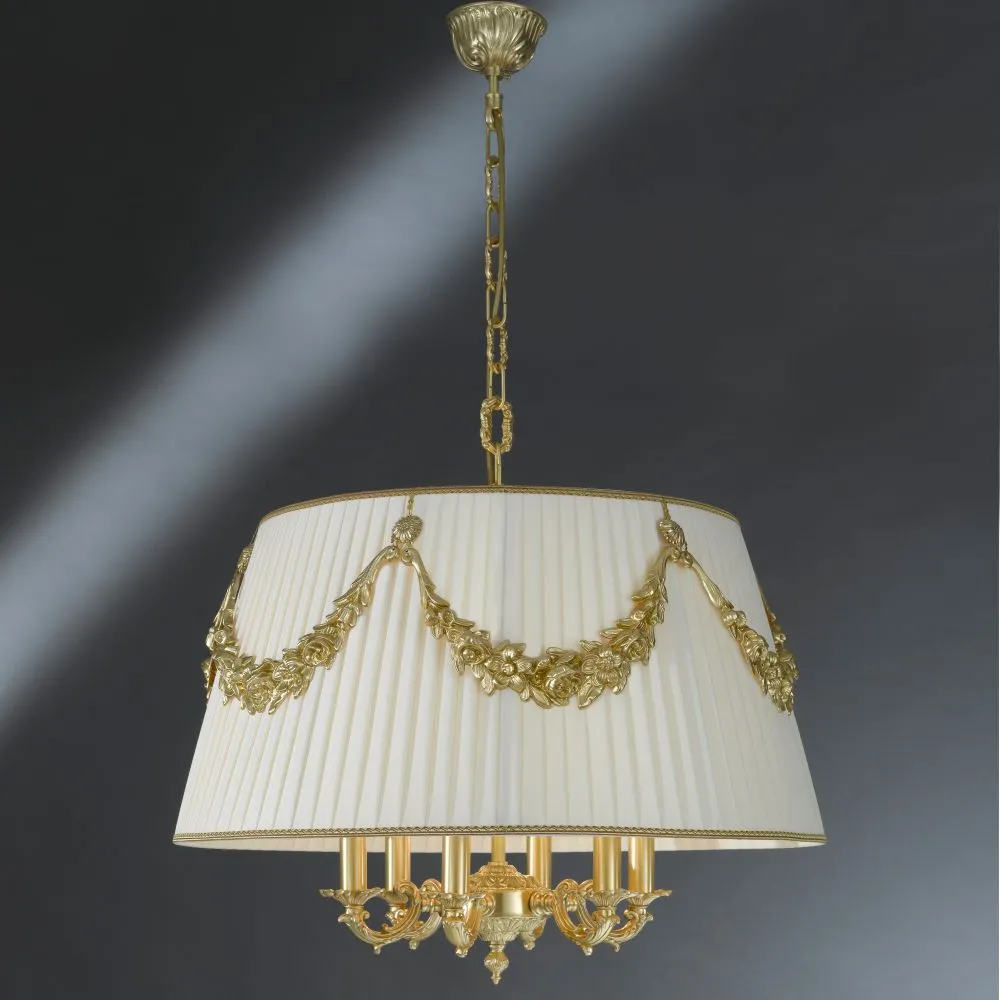 Classical Gold Shaded 6 Lamp Chandelier