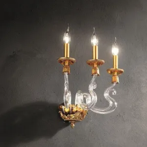 Clear 3 Light Italian Glass Wall Lamp
