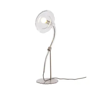 Clear Glass & Nickel Flower Table Lamp