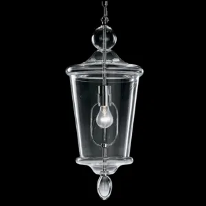 Clear Modern Murano Glass Ceiling Lantern