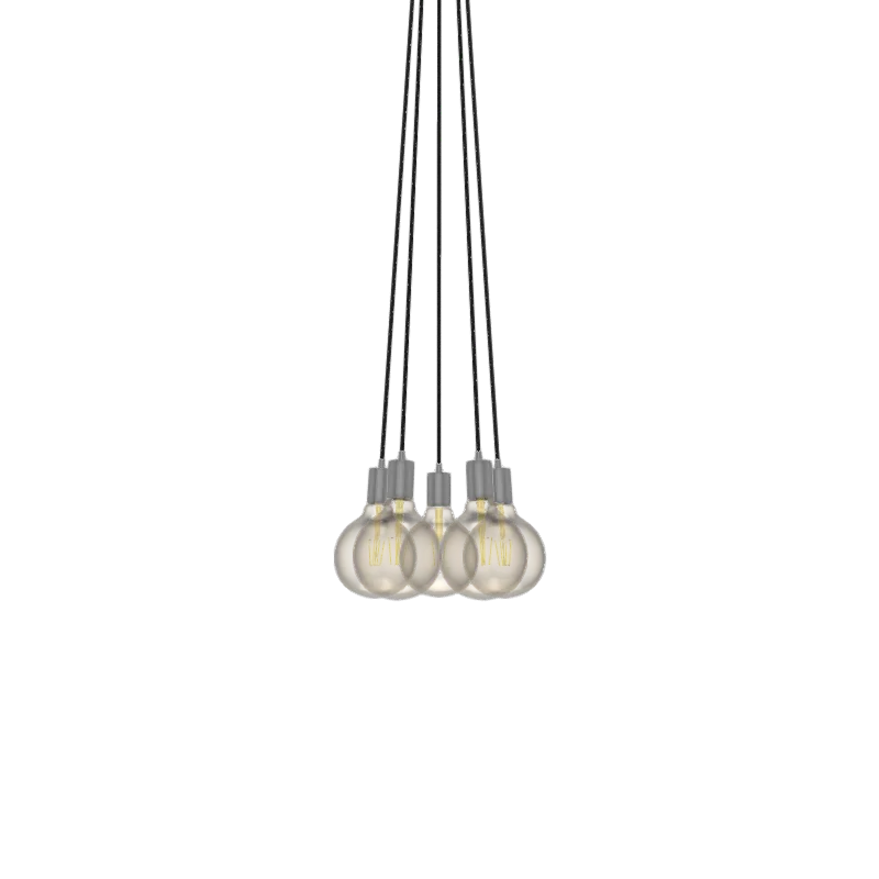 Cluster Chandelier - Even: 5 Pendant Nickel and Black