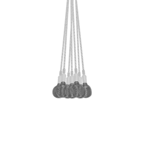Cluster Chandelier - Even: 7 Pendant White Rope with Uneven Smoke Globe Bulbs
