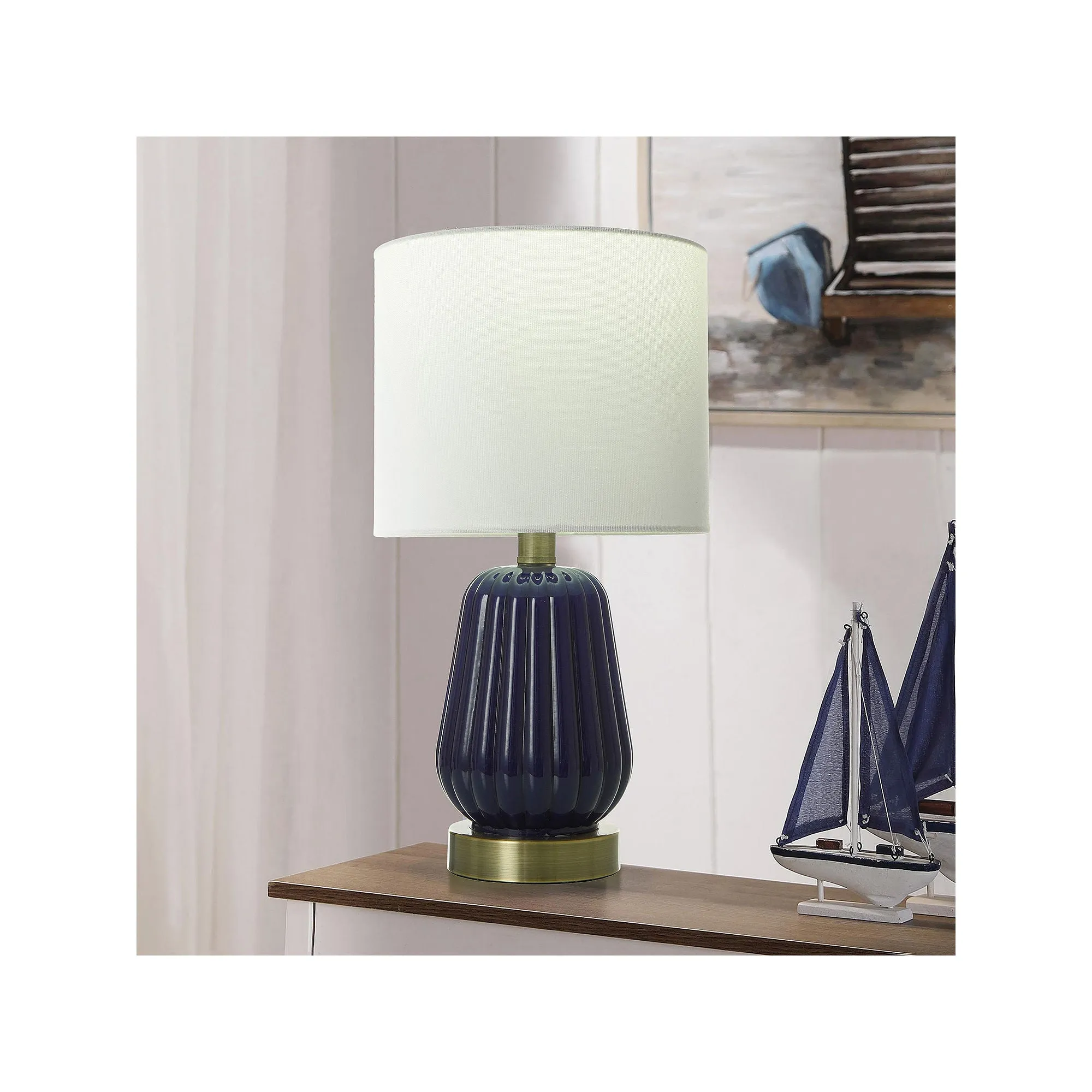 Collective Design By Stylecraft Navy Glass Table Lamp TL17698JCADS - CLASSIC NAVY ONE SIZE