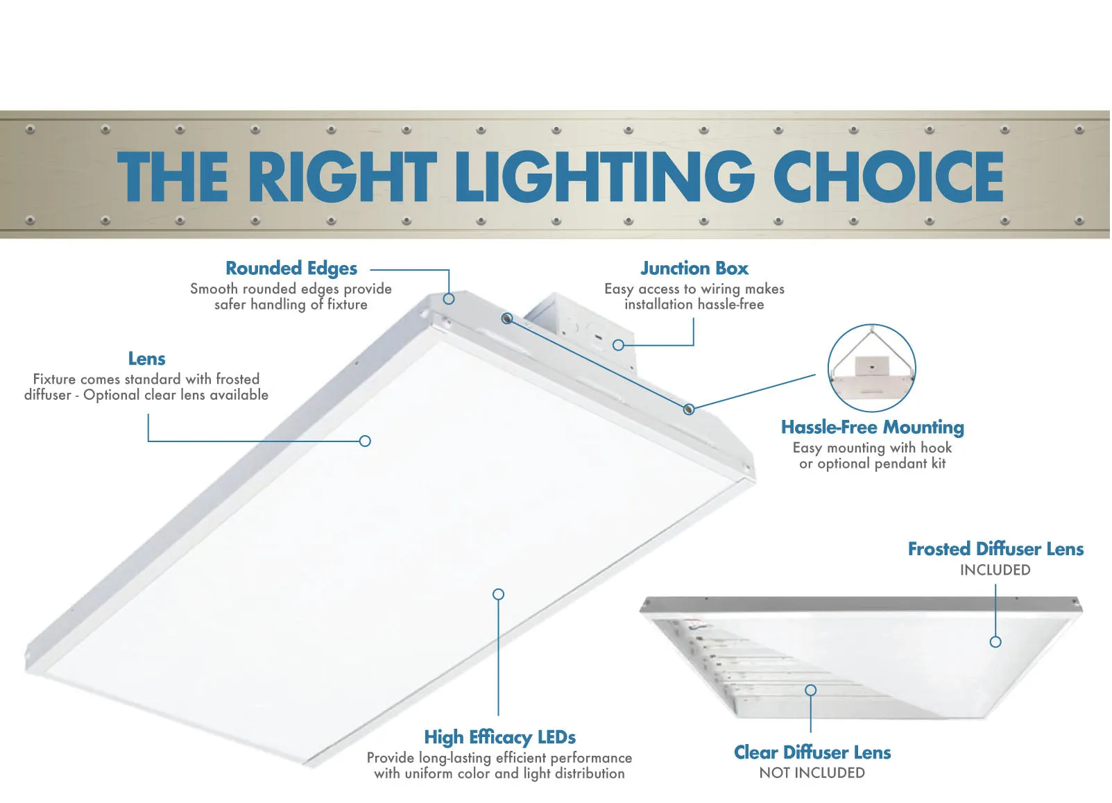 Condor Premium 2FT LED Linear High Bay Fixture, 85 Watt, 11560 Lumens, CCT Selectable 4000K/5000K, Comparable to 4 lamp T5, 6 Lamp 32W T8 or 250 watt HID