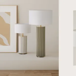 Contemporary Ribbed Ceramic Table Lamp