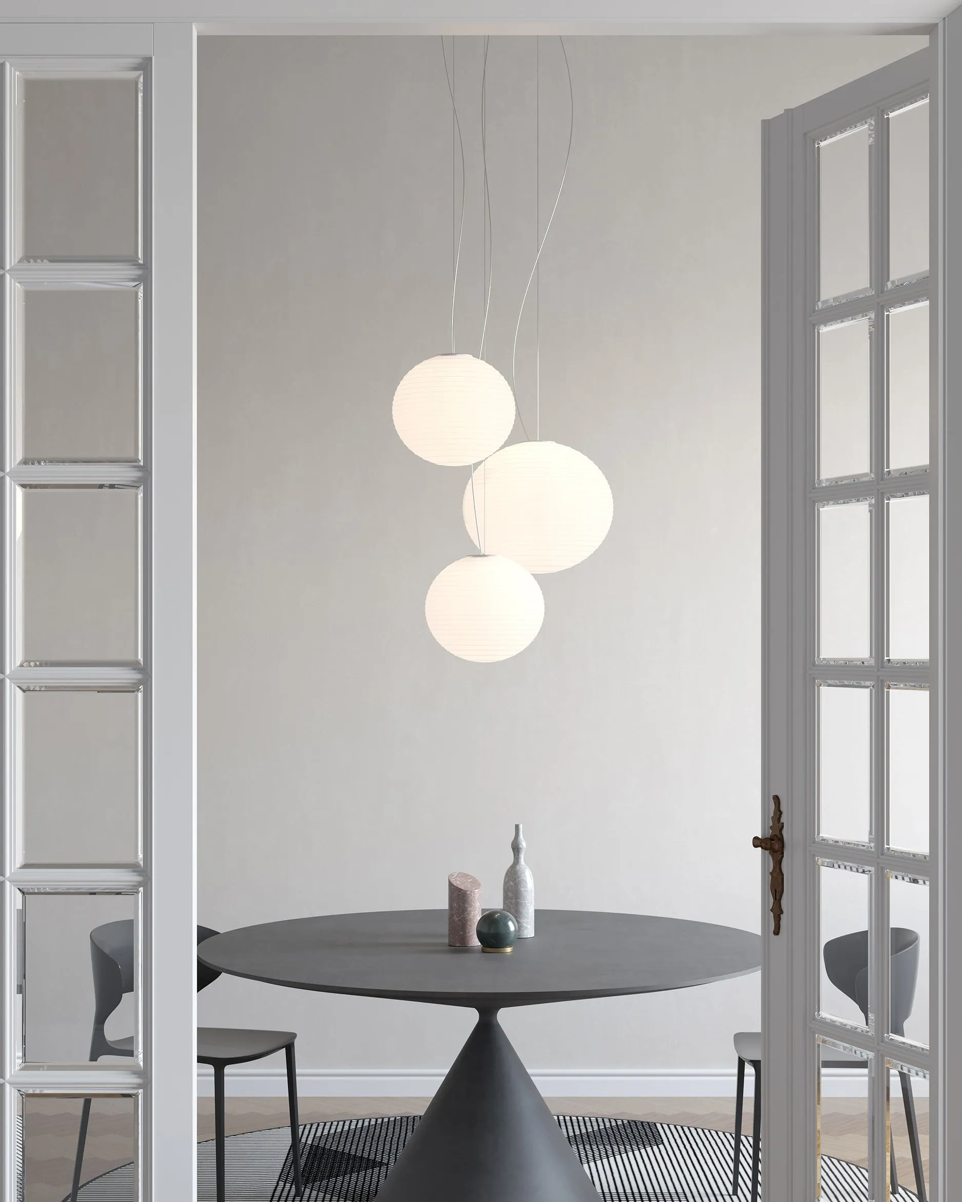 Contemporary Ringed Sphere Glass Pendant