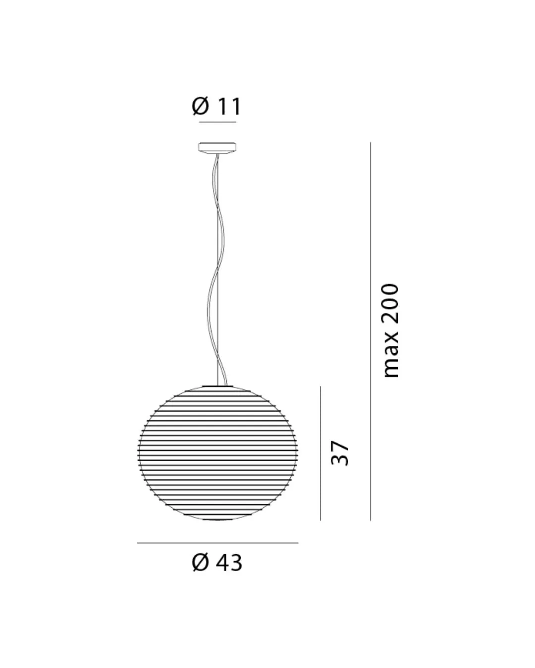 Contemporary Ringed Sphere Glass Pendant