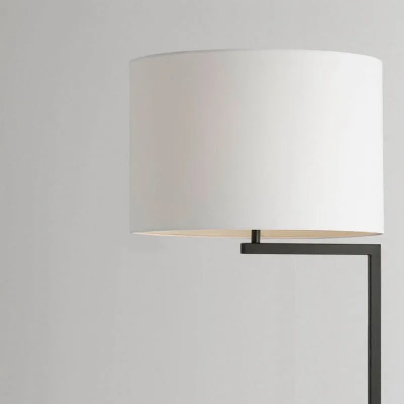 Contemporary Satin Black Floor Lamp with White Shade