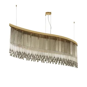 Contemporary Smoke Glass Wave Ceiling Pendant With Brass Frame