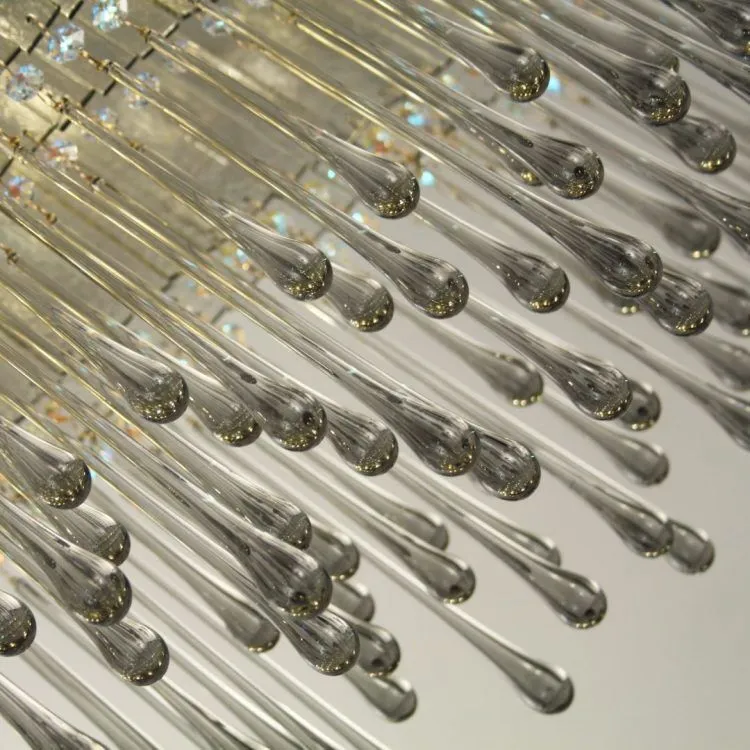 Contemporary Smoke Glass Wave Ceiling Pendant With Brass Frame