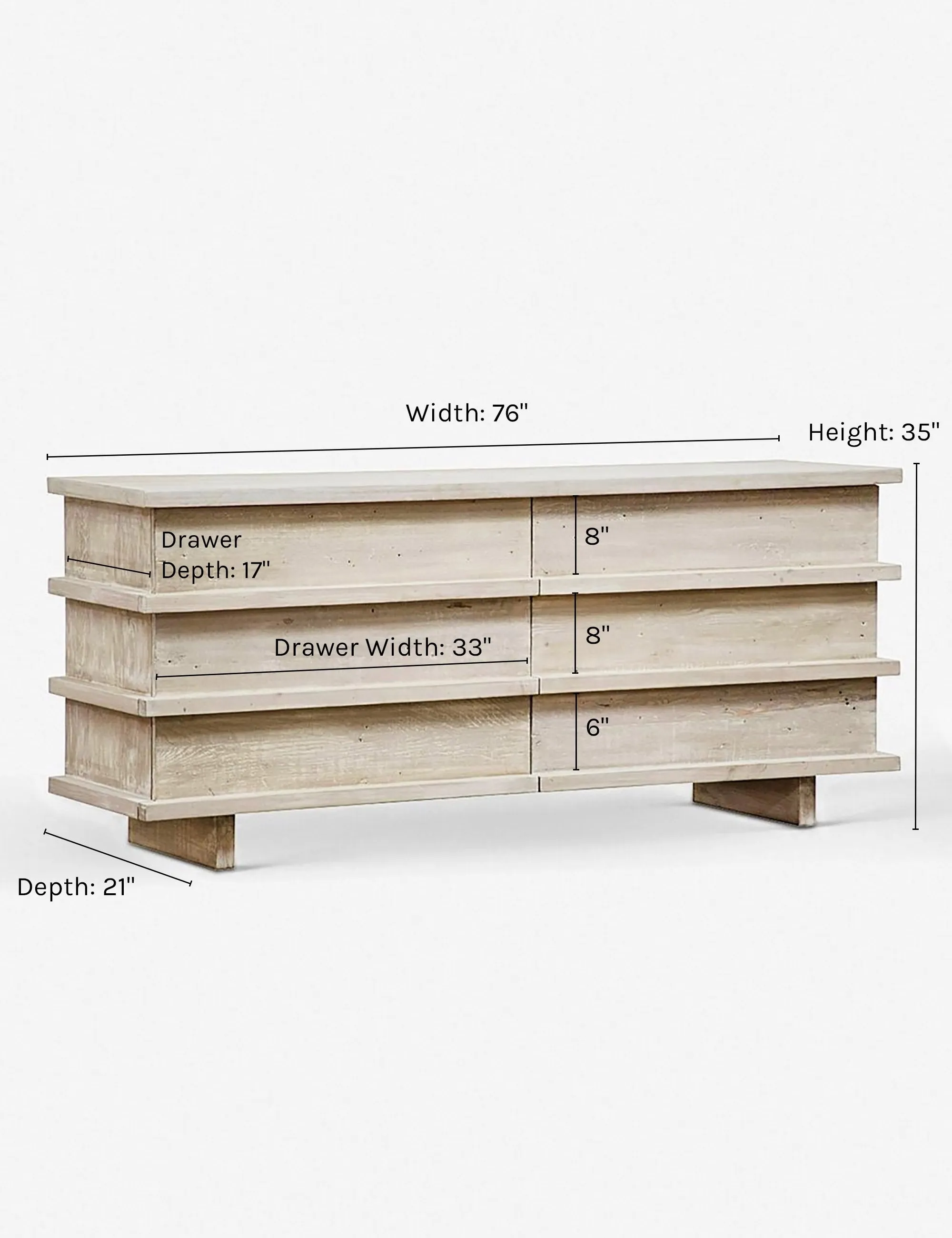 Corliss 6-Drawer Dresser, White Wash
