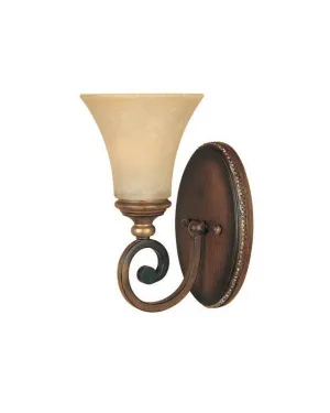 Designers Fountain Lighting 81501 BWG Montreaux Collection One Light Wall Sconce in Burnt Walnut with Gold Accents Finish