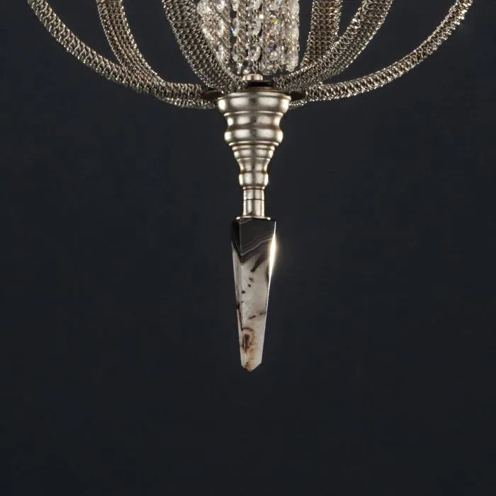 Elegant Agate And Crystal Orb Chandelier With Crystal Chains