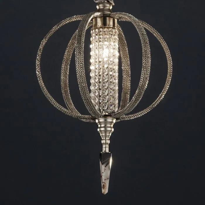 Elegant Agate And Crystal Orb Chandelier With Crystal Chains