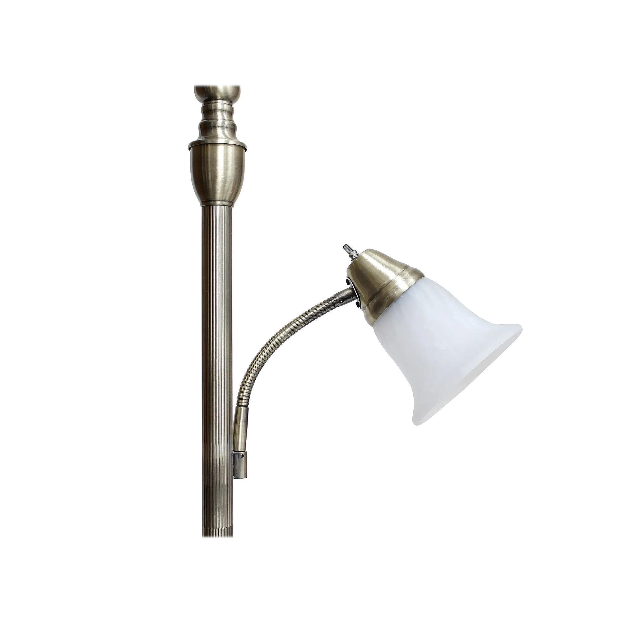 Elegant Designs LF2003-ABS 2 Light White Marble Glass Floor Lamp, Antique Brass