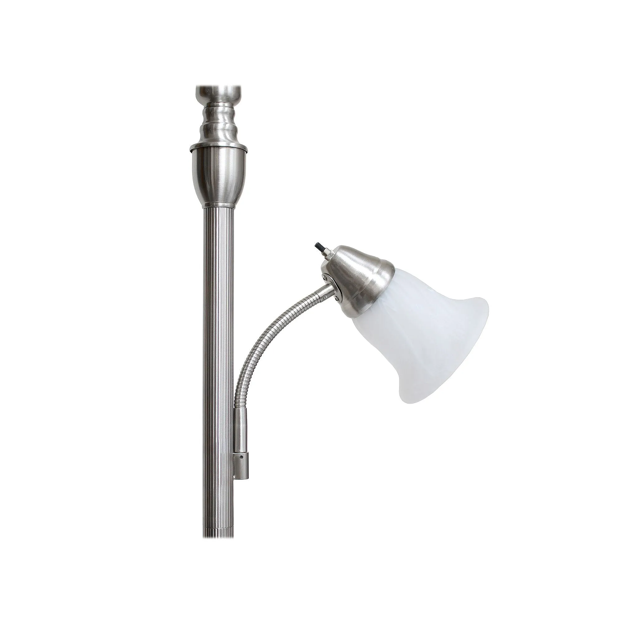 Elegant Designs LF2003-BSN 71-in Brushed Nickel Torchiere with Reading Light Floor Lamp