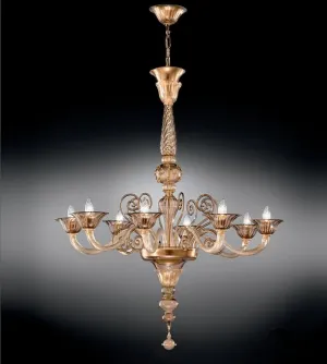 Elegant Modern Smoked Murano Glass Chandelier With 8 Or 6 Lights