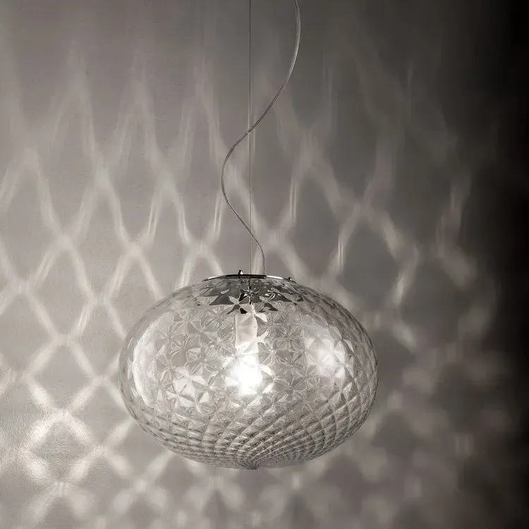 Elegant Modern Venetian Glass Ceiling Pendant In 3 Sizes And Colours
