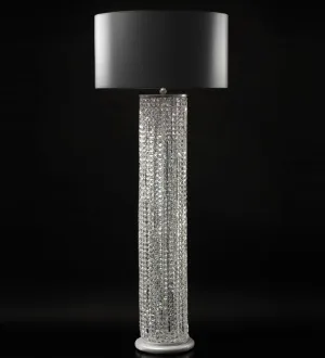 Floor Lamp With Asfour Crystals And Black Shade