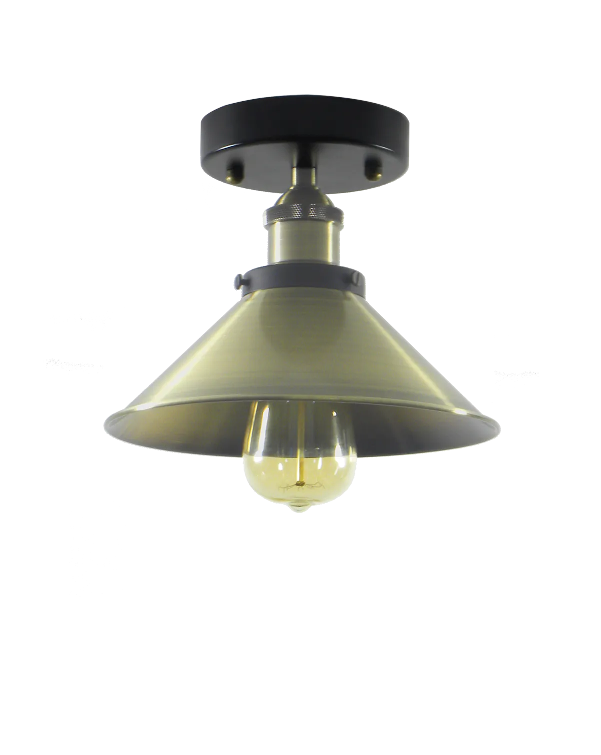 Flush Mount: Antique Brass Shade Light