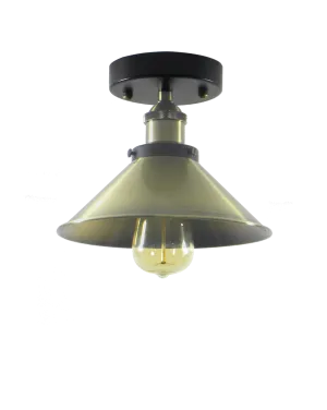 Flush Mount: Antique Brass Shade Light