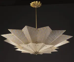 Fortuny Style Murano Glass Ceiling Light With Gold Design