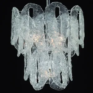Ghiaccio Or Cracked Ice Glass Chandelier In Custom Sizes