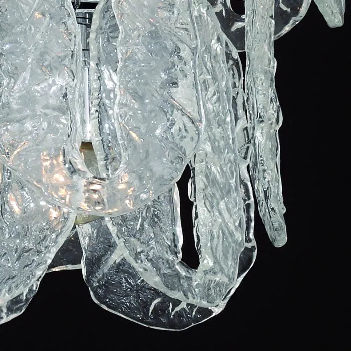 Ghiaccio Or Cracked Ice Glass Chandelier In Custom Sizes