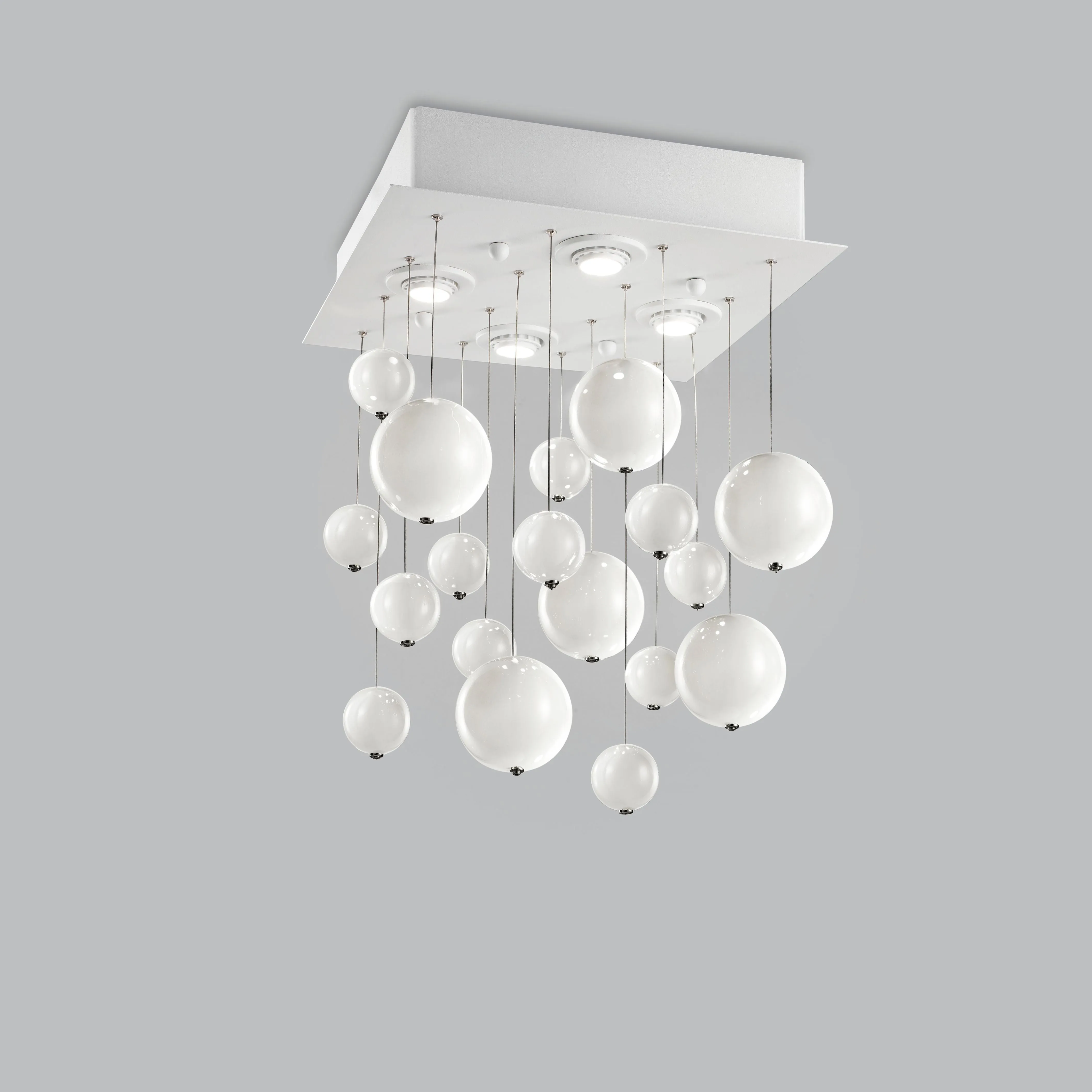 Glass globe modular pendants with square base
