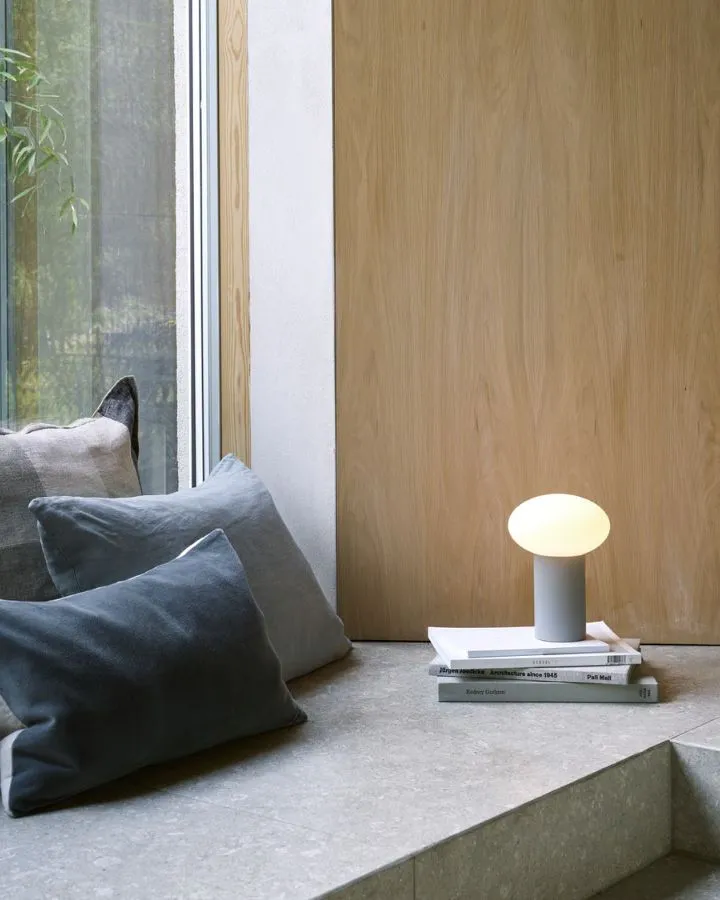 Glass Pebble and Aluminium Portable Table Lamp