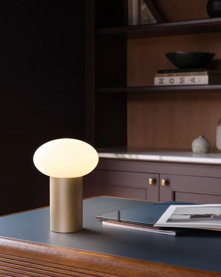 Glass Pebble and Aluminium Portable Table Lamp