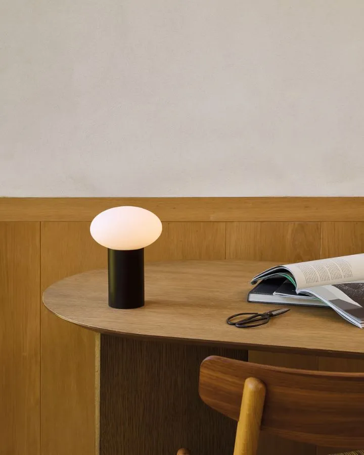 Glass Pebble and Aluminium Portable Table Lamp