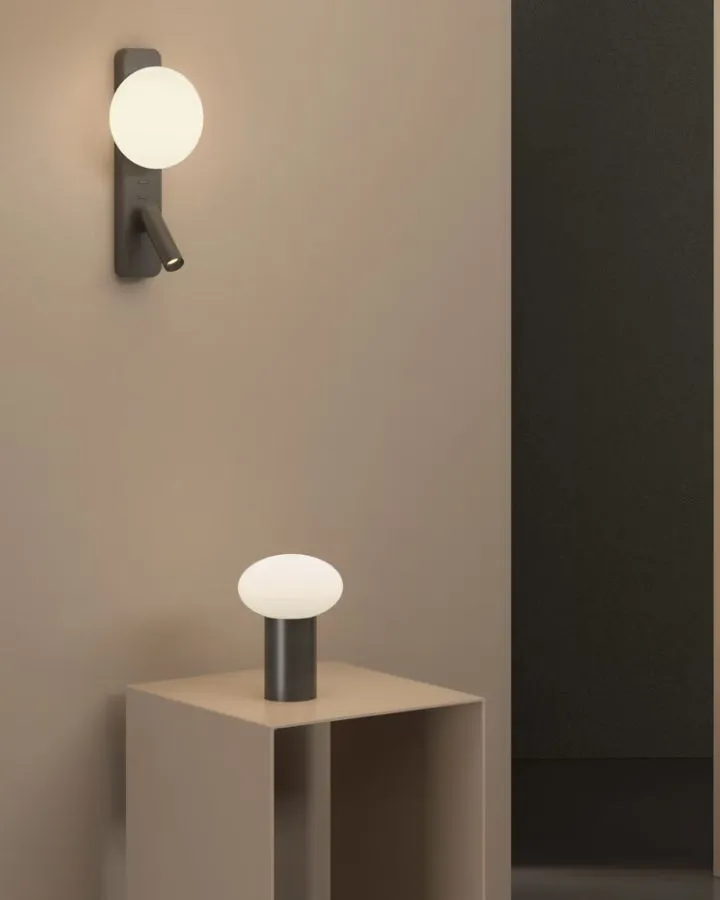 Glass Pebble and Aluminium Portable Table Lamp