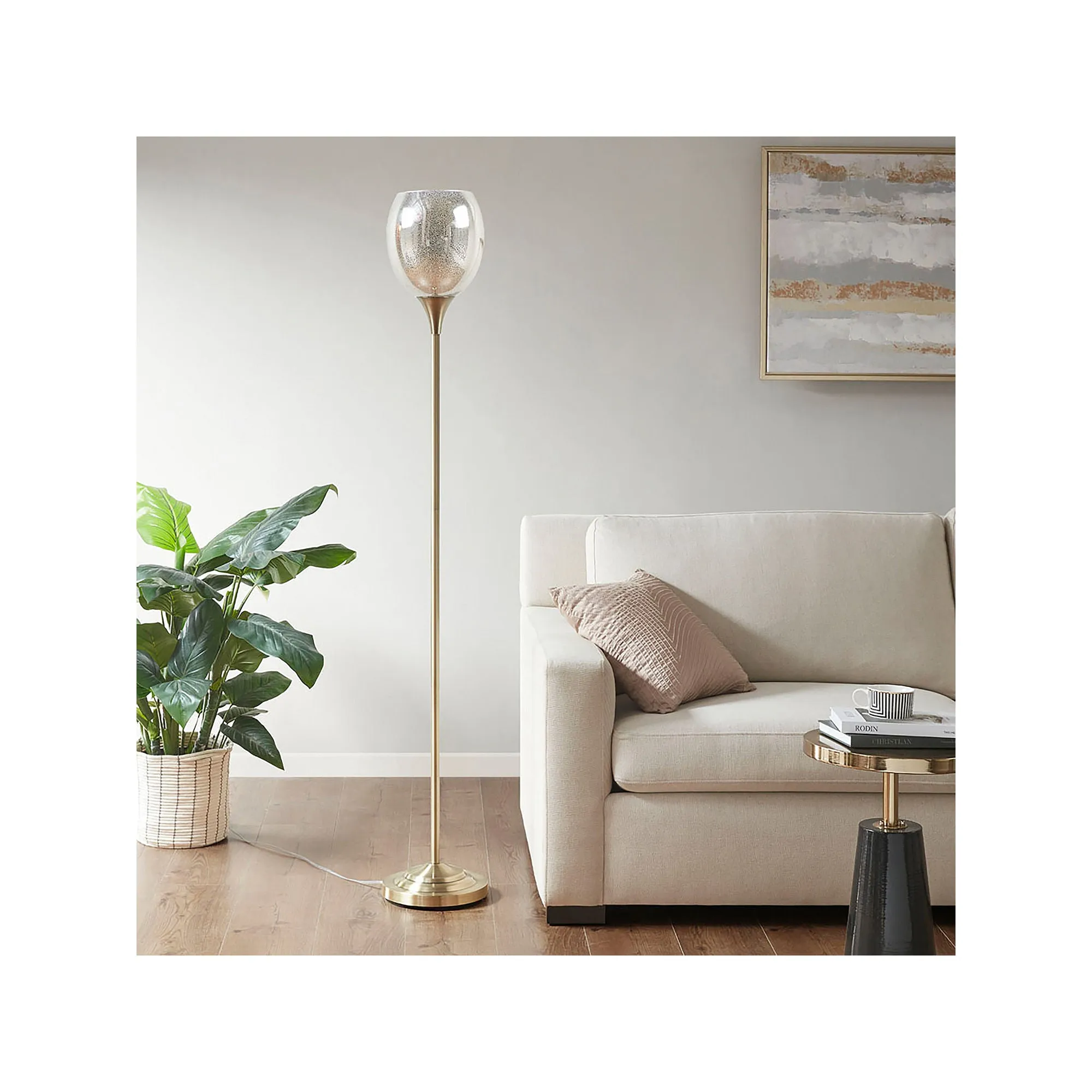 Hampton Hill Bellow Uplight Metal Floor Lamp - ANIQUE BRASS ONE SIZE