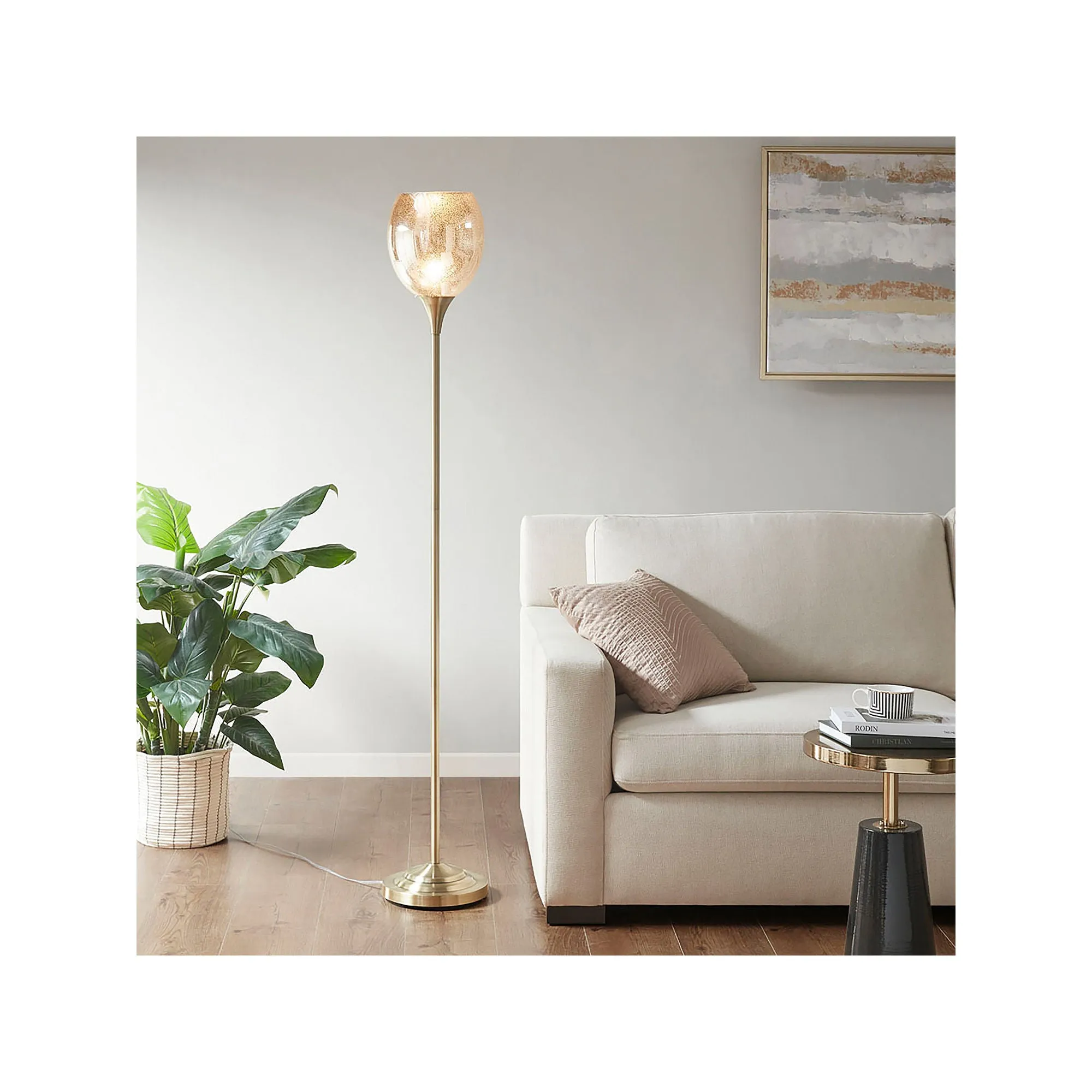 Hampton Hill Bellow Uplight Metal Floor Lamp - ANIQUE BRASS ONE SIZE