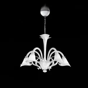 Hand-Blown 5 Arm Murano Glass Chandelier