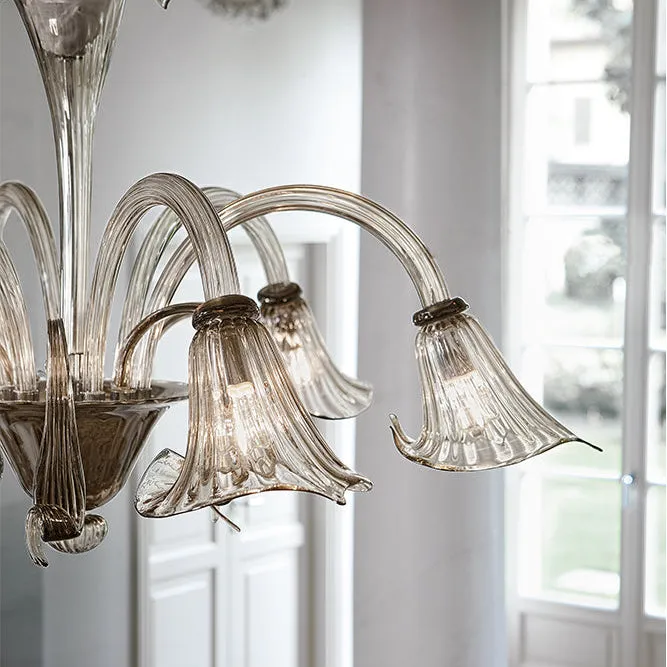 Hand-Blown 5 Arm Murano Glass Chandelier
