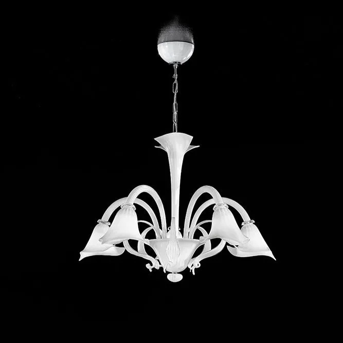 Hand-Blown 5 Arm Murano Glass Chandelier
