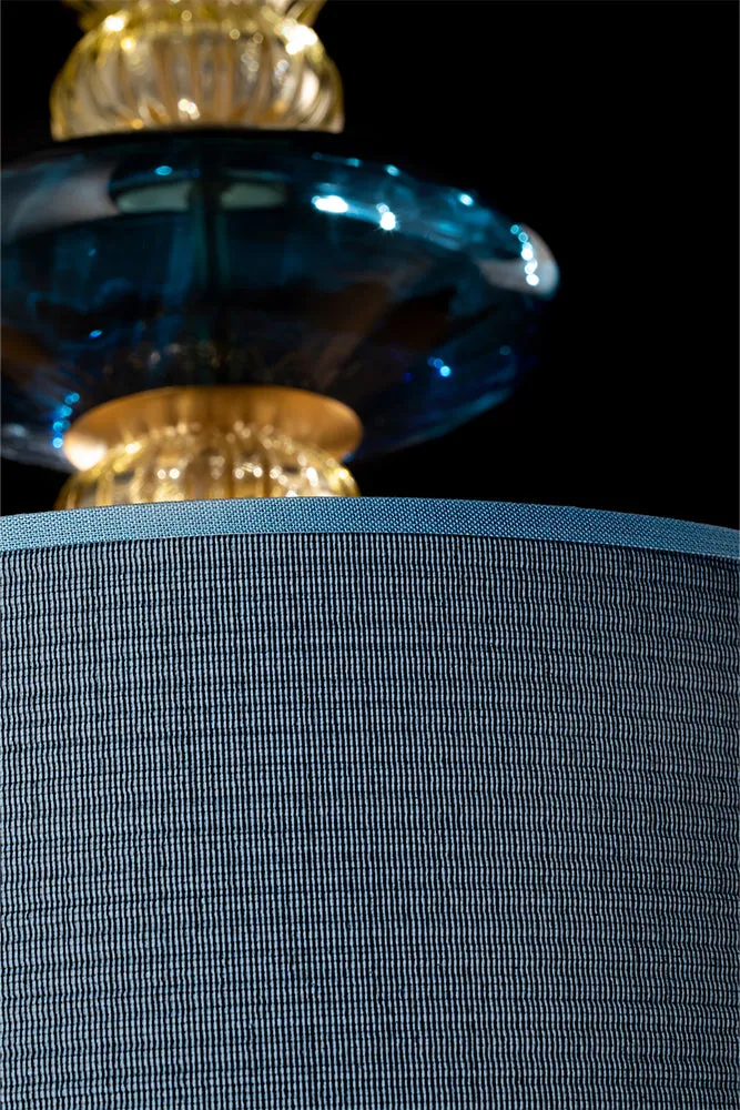 Handcrafted Artistic Single Pendant Ceiling Lamp with Murano Glass and Lampshade.