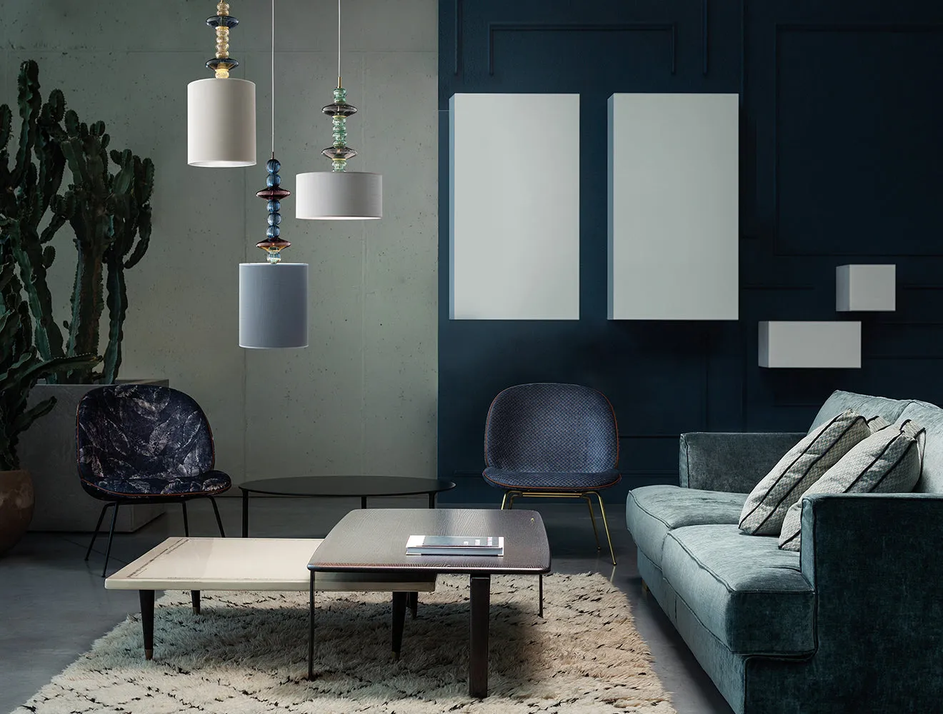 Handcrafted Artistic Single Pendant Ceiling Lamp with Murano Glass and Lampshade.