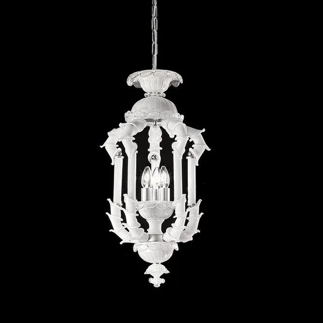 Handcrafted Ornamental Antique Fine Italian Chandelier With Three Lights And Murano Glass