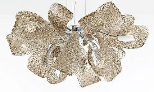 Handmade glamorous ceiling lamp with nine arms and Murano Glass
