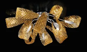 Handmade glamorous ceiling lamp with nine arms and Murano Glass