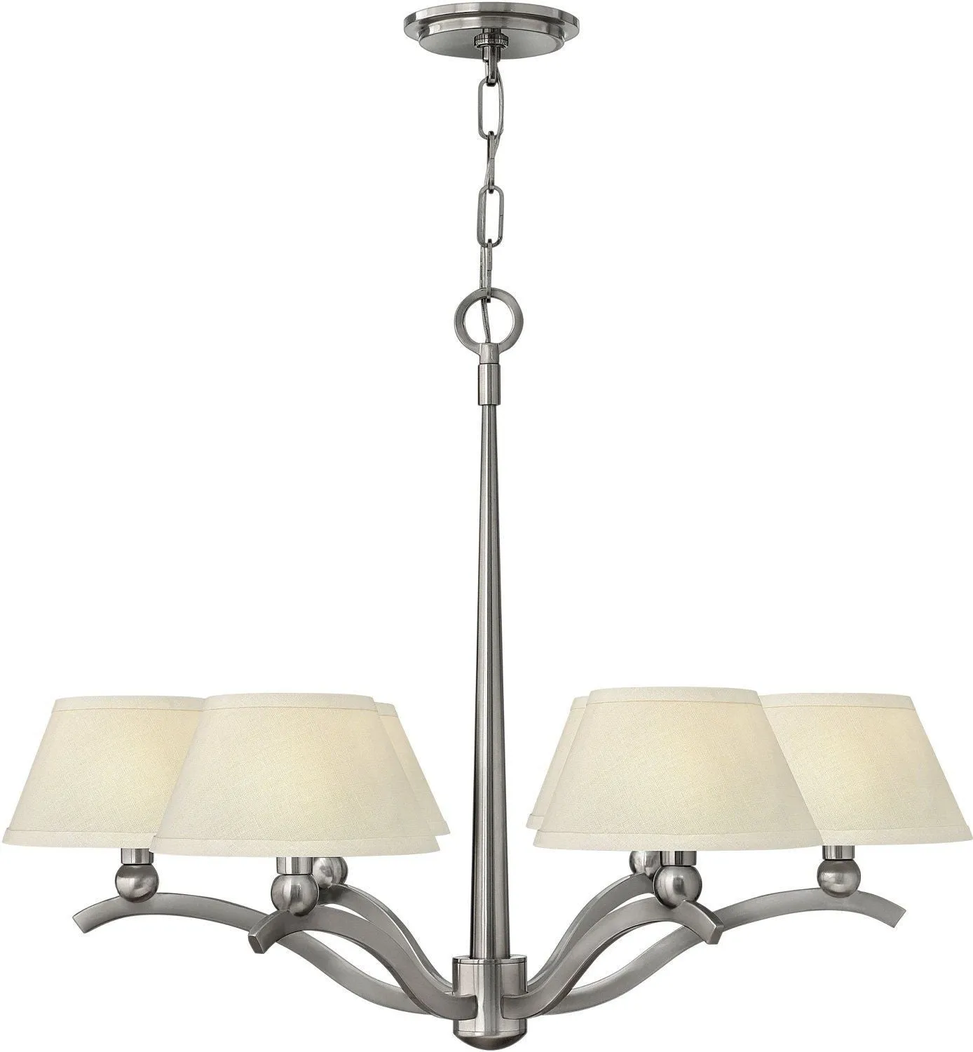 Hinkley Lighting 4616BN Whitney Collection Six Light Hanging Chandelier in Brushed Nickel Finish