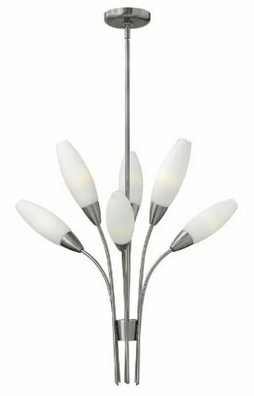 Hinkley Lighting Fredrick Ramond FR40106 BNI Calista Collection Six Light Hanging Pendant Chandelier in Brushed Nickel Finish