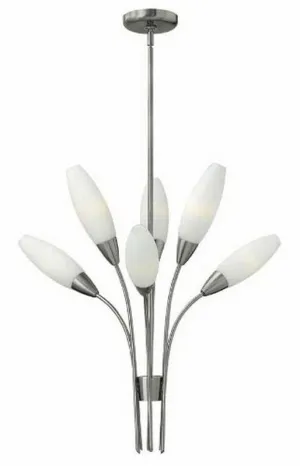 Hinkley Lighting Fredrick Ramond FR40106 BNI Calista Collection Six Light Hanging Pendant Chandelier in Brushed Nickel Finish